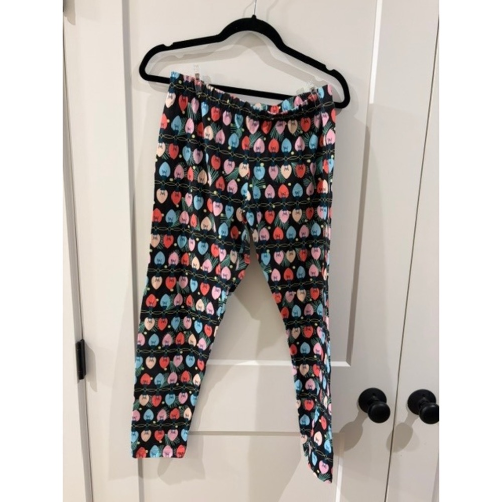 No Boundaries Christmas Light Bulb Leggings XL 15-17 Black Holiday Festive Pants